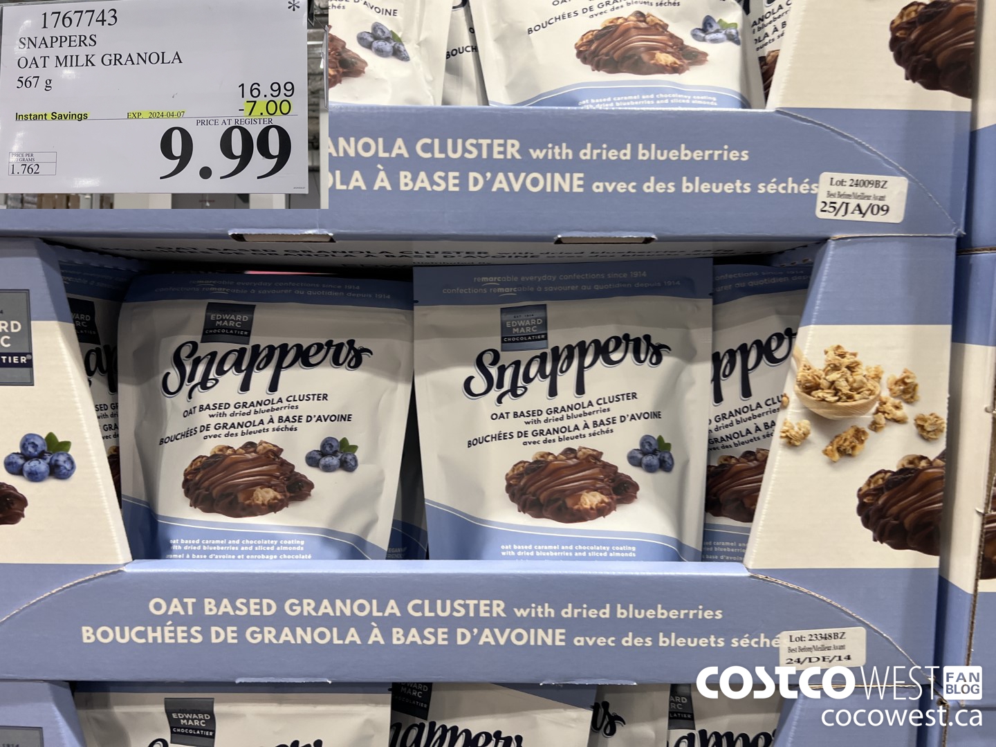 1767743 SNAPPERS OAT MILK GRANOLA 567G ($7.00 INSTANT SAVINGS EXPIRES ON 2024-04-07) $9.99