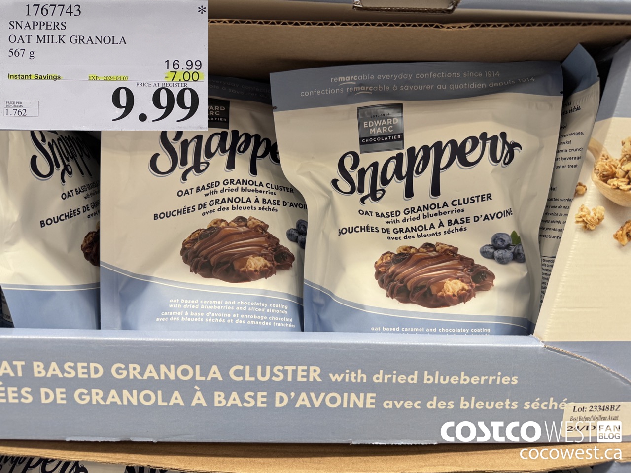 1767743 SNAPPERS OAT MILK GRANOLA 567G ($7.00 INSTANT SAVINGS EXPIRES ON 2024-04-07) $9.99