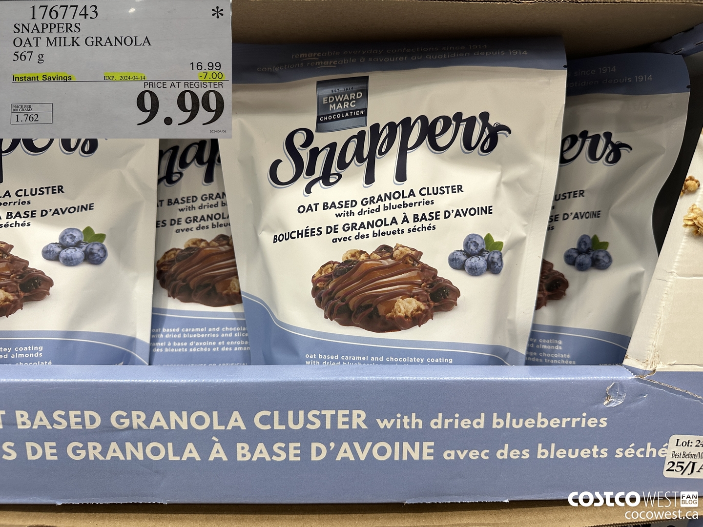 1767743 SNAPPERS OAT MILK GRANOLA 567G ($7.00 INSTANT SAVINGS EXPIRES ON 2024-04-14) $9.99