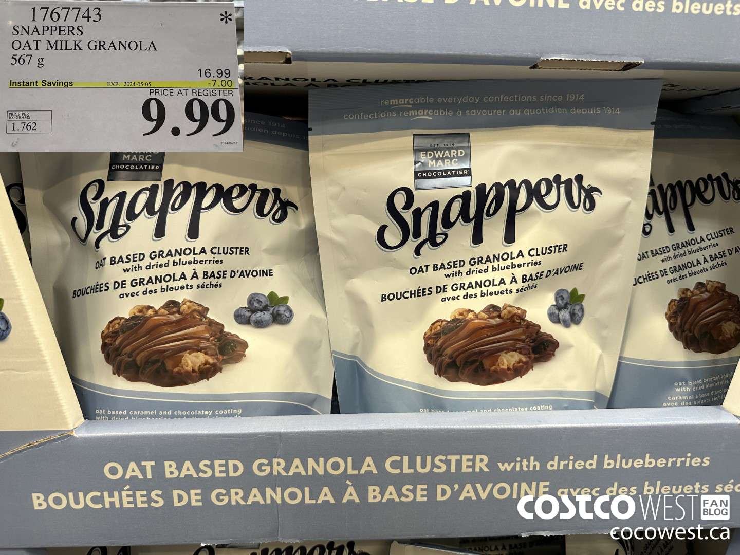 1767743 SNAPPERS OAT MILK GRANOLA 567G ($7.00 INSTANT SAVINGS EXPIRES ON 2024-05-05) $9.99