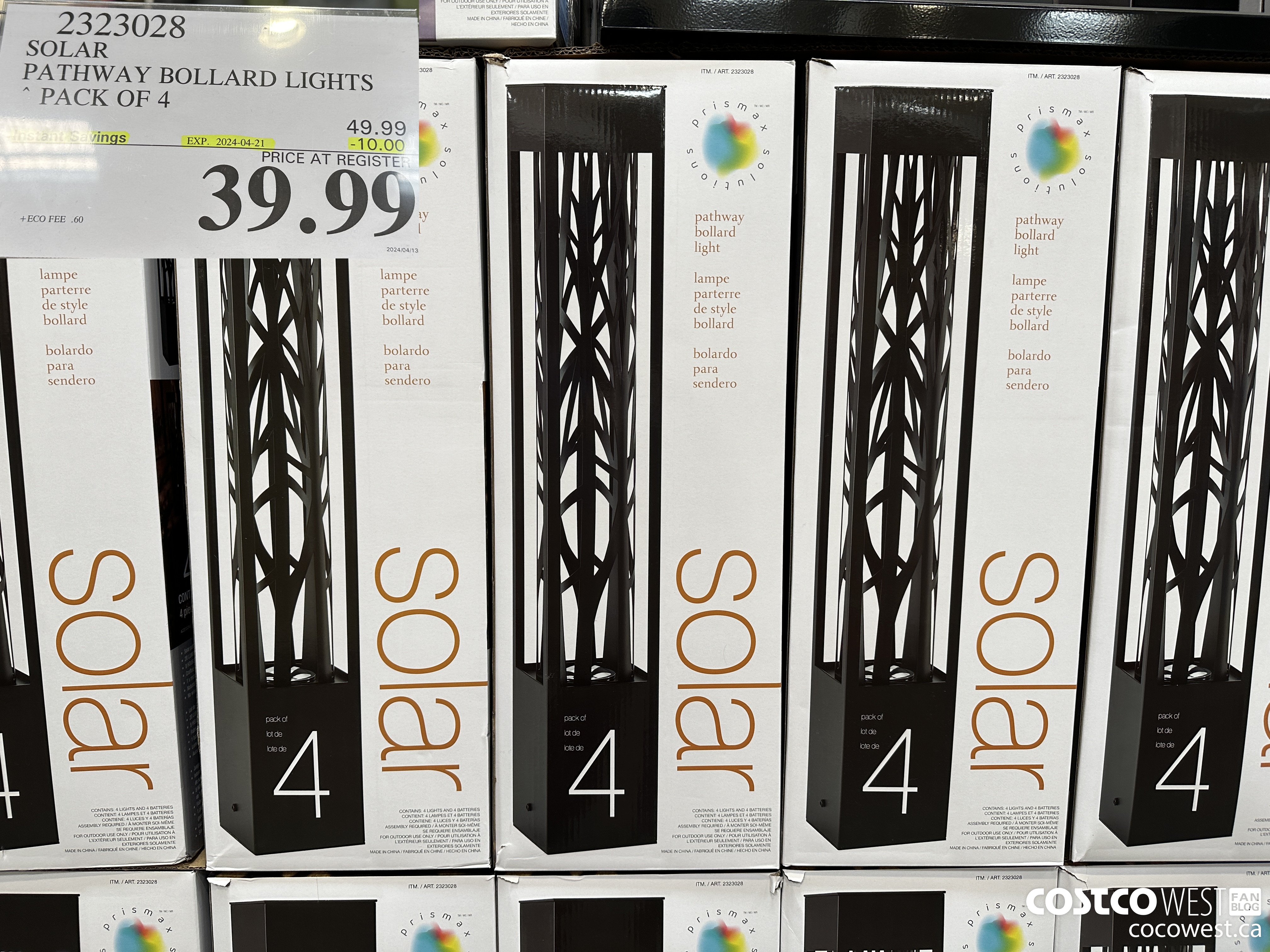 2323028 SOLAR PATHWAY BOLLARD LIGHTS PACK OF 4 ($10.00 INSTANT SAVINGS EXPIRES ON 2024-04-21) $39.99