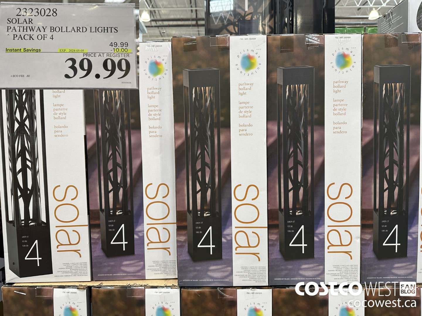 2323028 SOLAR PATHWAY BOLLARD LIGHTS PACK OF 4 ($10.00 INSTANT SAVINGS EXPIRES ON 2024-05-05) $39.99