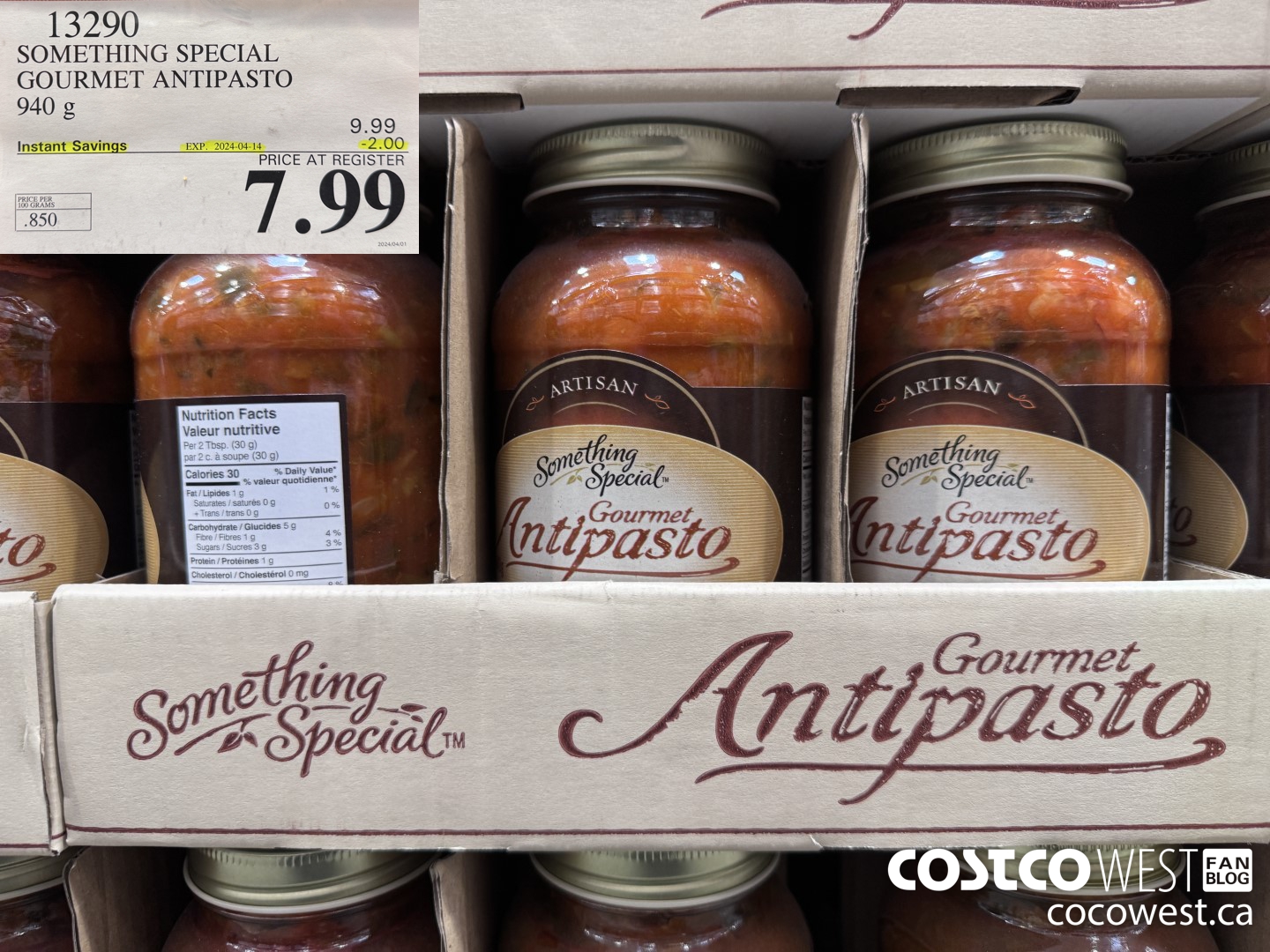 13290 SOMETHING SPECIAL GOURMET ANTIPASTO 940 g ($2.00 INSTANT SAVINGS EXPIRES ON 2024-04-14) $7.99