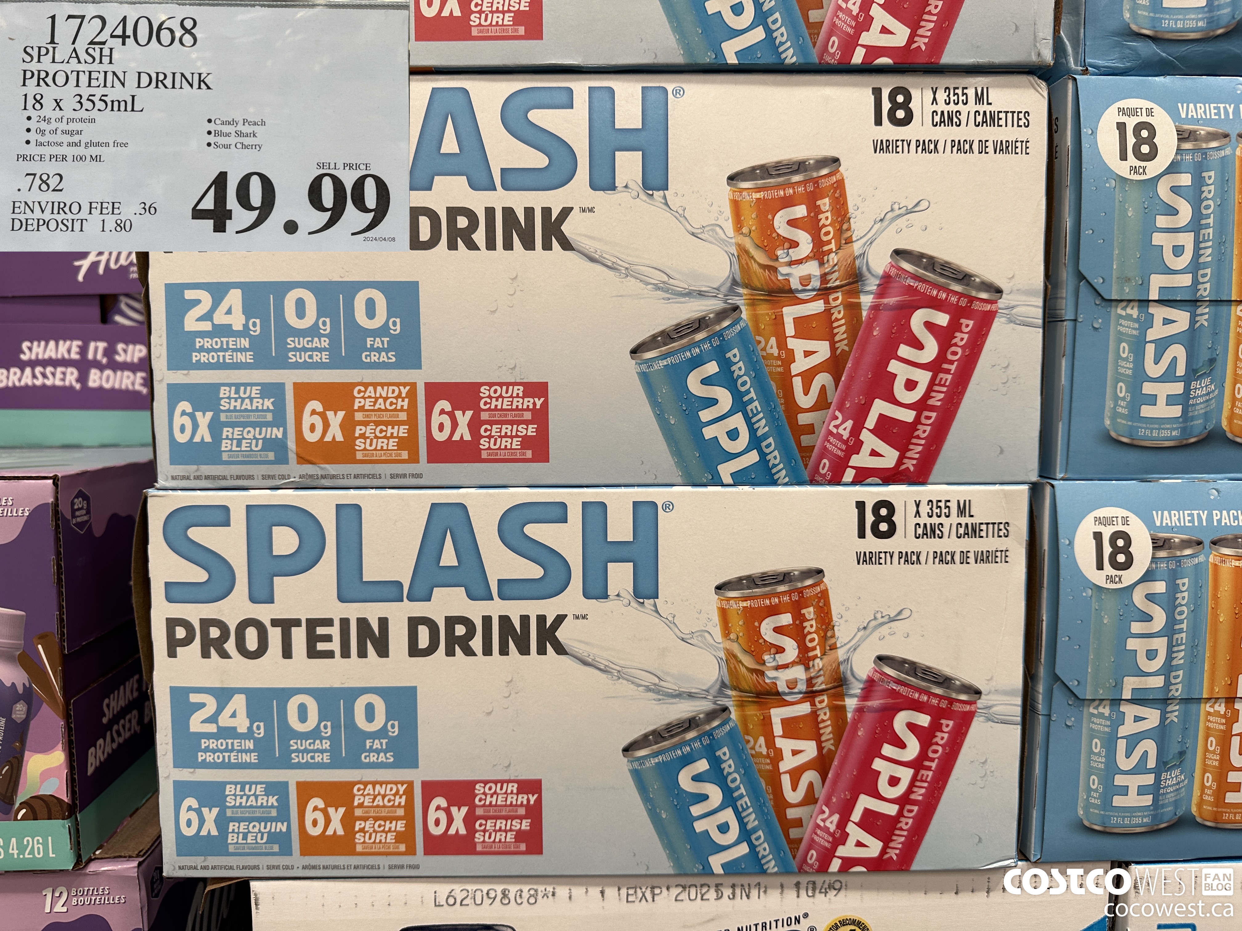1724068 SPLASH PROTEIN DRINK 18 X 355ML $49.99