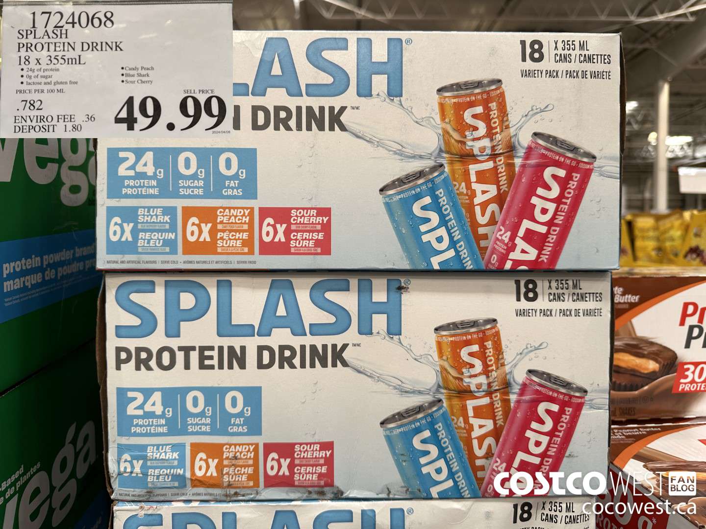 1724068 SPLASH PROTEIN DRINK 18 X 355ML $49.99