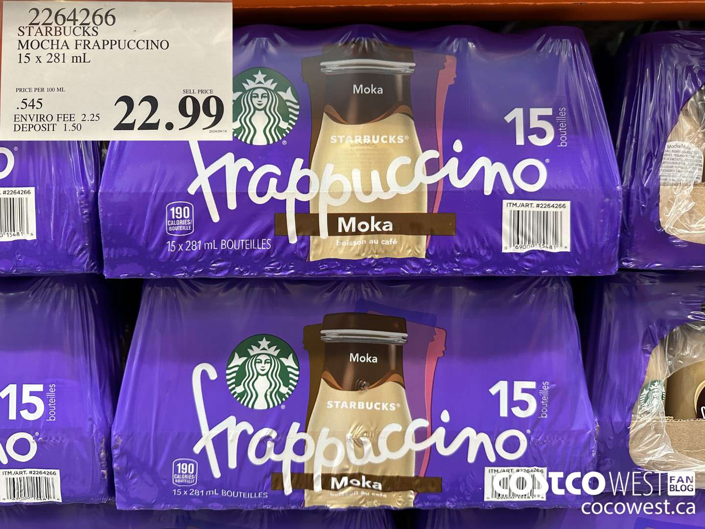 2264266 STARBUCKS MOCHA FRAPPUCINO 15 X 281 ML $22.99