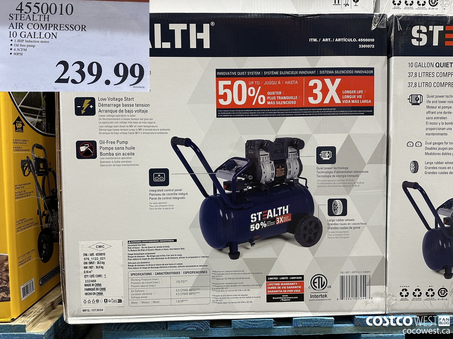 4550010 STEALTH AIR COMPRESSOR 10 GALLON $239.99