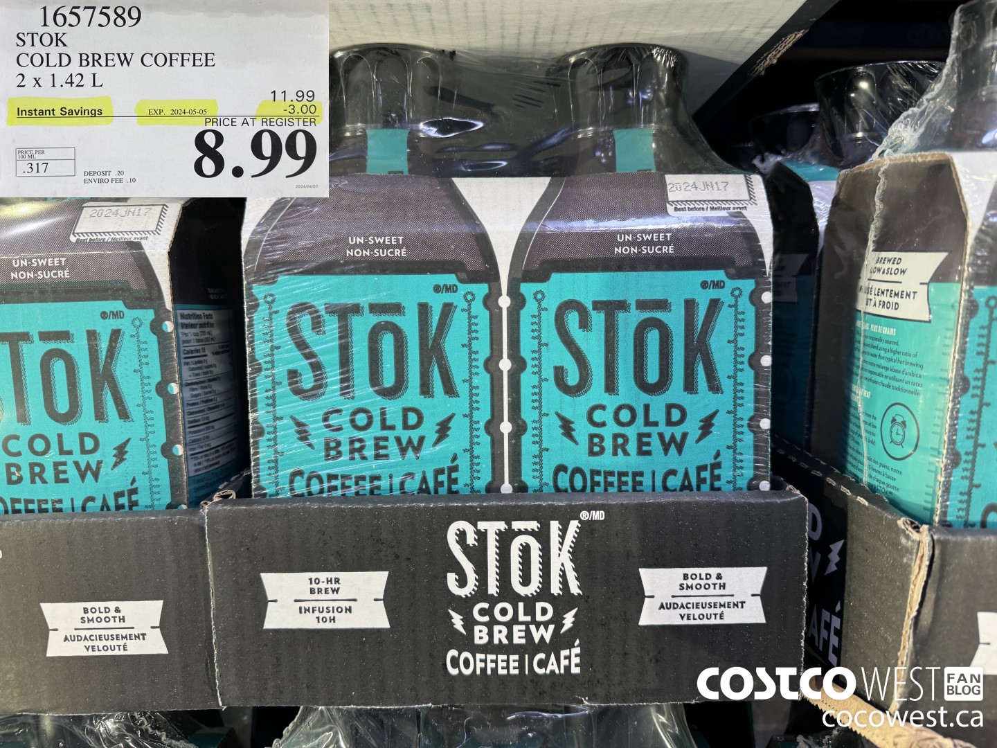1657589 STOK COLD BREW COFFEE 2 X 1.42 L ($3.00 INSTANT SAVINGS EXPIRES ON 2024-05-05) $8.99