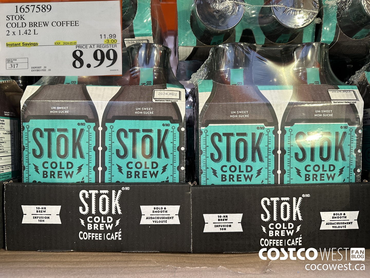 1657589 STOK COLD BREW COFFEE 2 X 1.42 L ($3.00 INSTANT SAVINGS EXPIRES ON 2024-05-05) $8.99