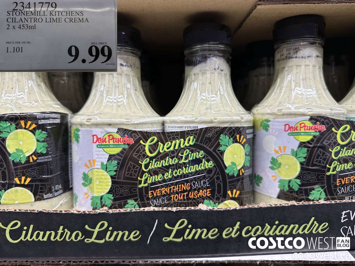 2341779 STONEMILL KITCHENS CILANTRO LIME CREMA 2 X 453 ML $9.99
