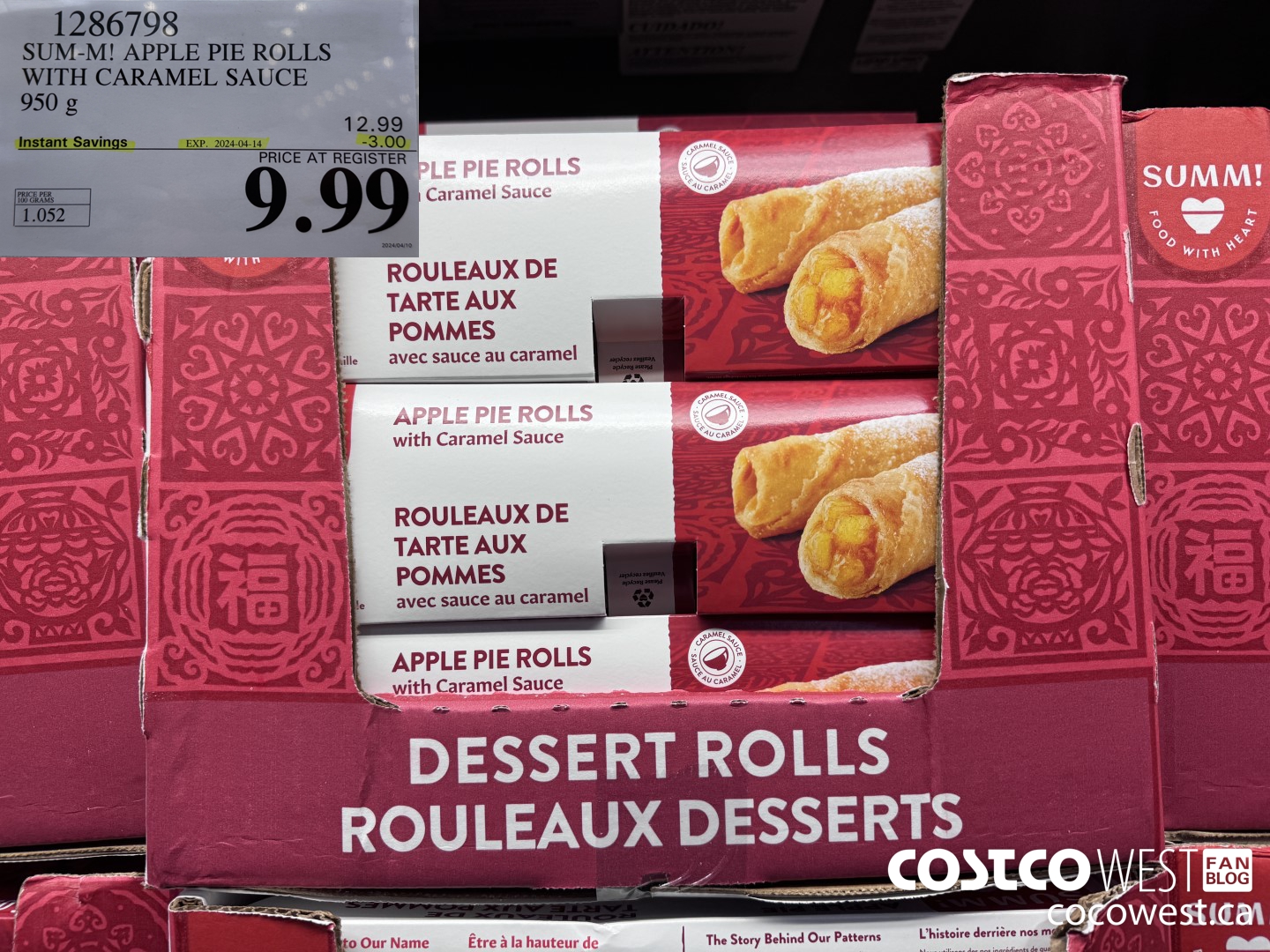 1286798 SUM-M! APPLE PIE ROLLS WITH CARAMEL SAUCE 950 g ($3.00 INSTANT SAVINGS EXPIRES ON 2024-04-14) $9.99