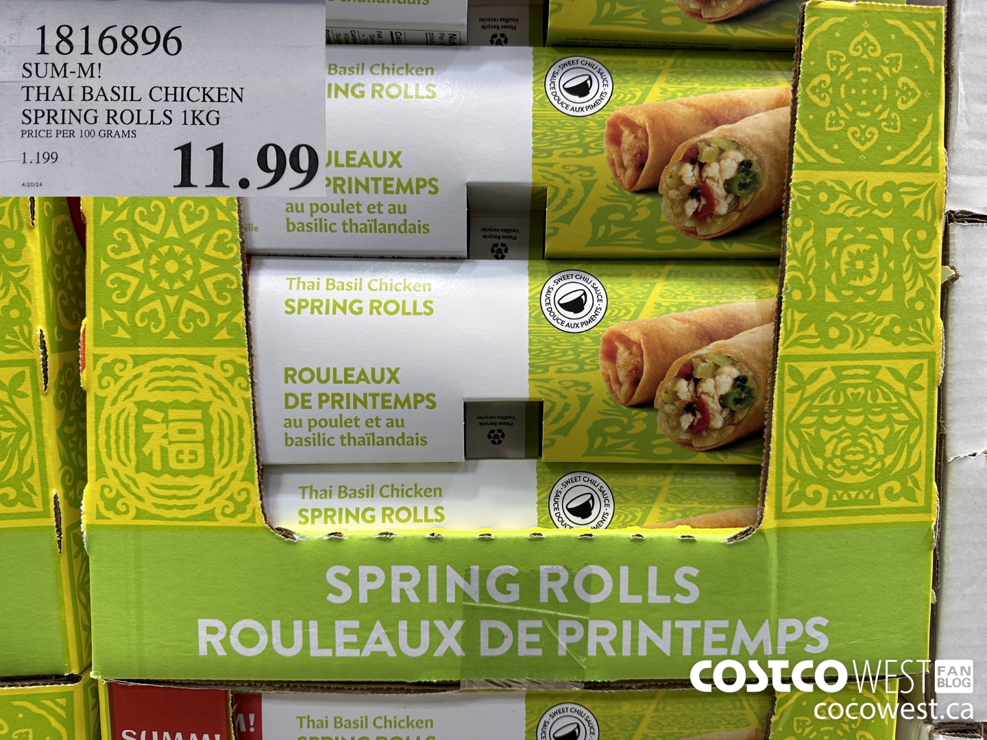 1816896 SUM-M! THAI BASIL CHICKEN SPRING ROLLS 1KG $11.99