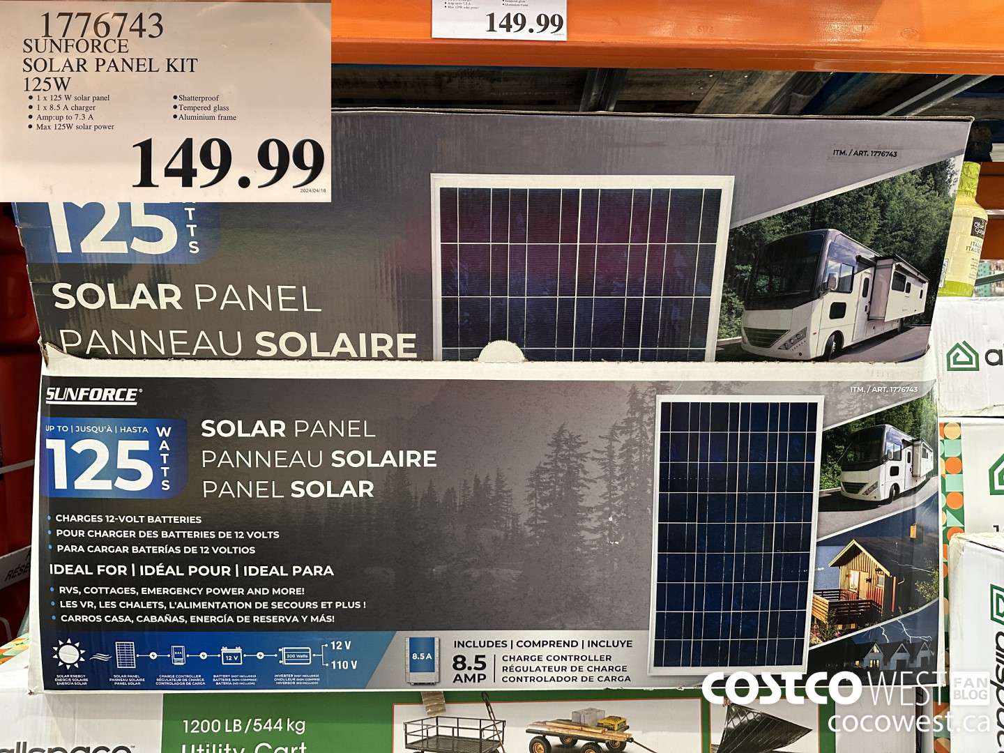 1776743 SUNFORCE SOLAR PANEL KIT 125W $149.99