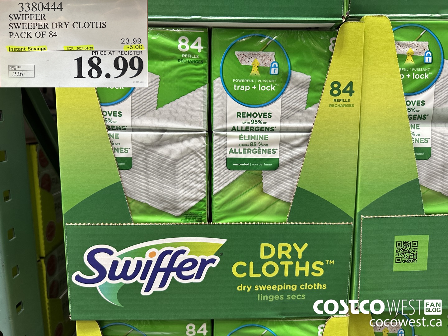 3380444 SWIFFER SWEEPER DRY CLOTHS PACK OF 84 ($5.00 INSTANT SAVINGS EXPIRES ON 2024-04-28) $18.99