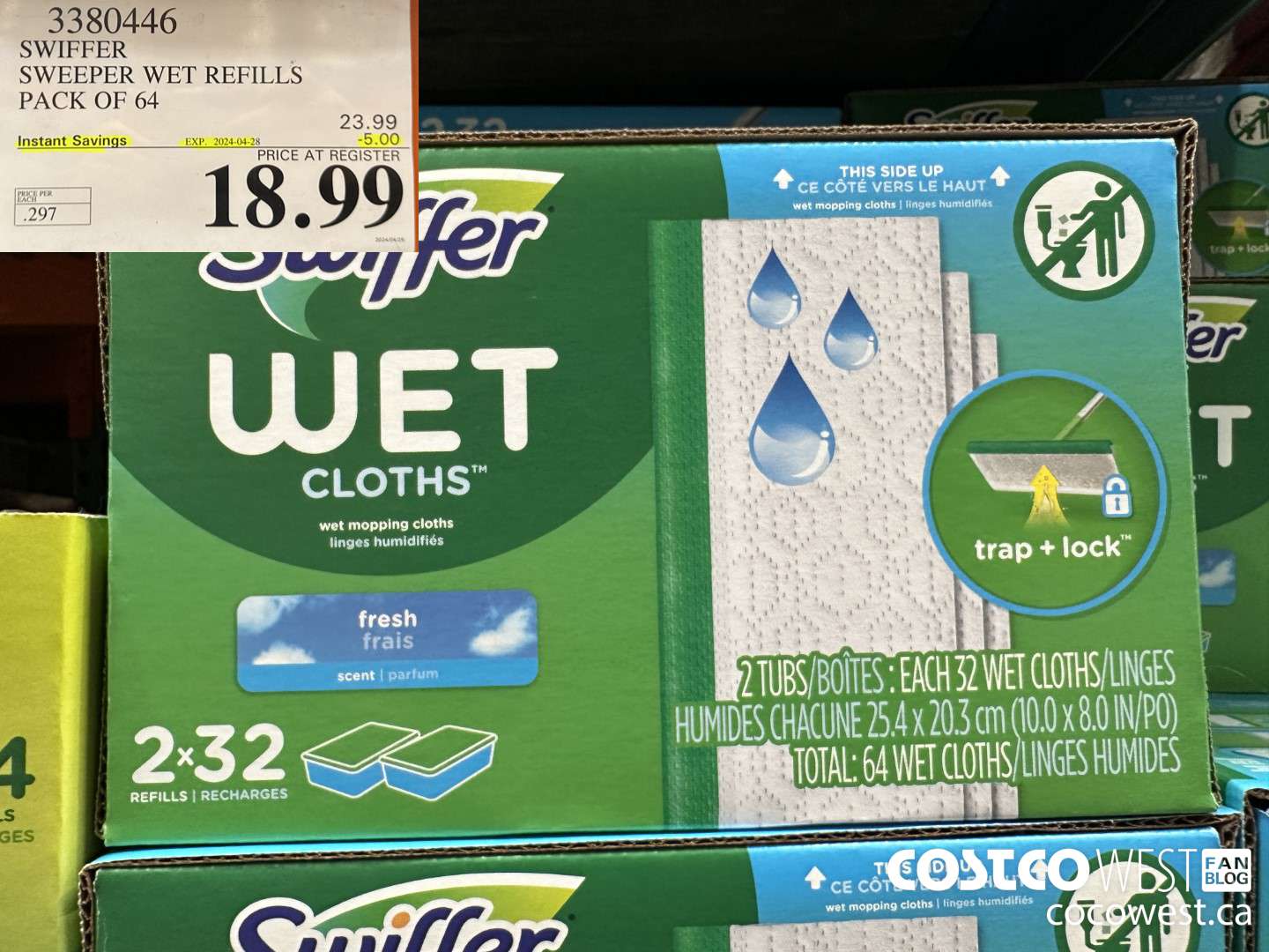 3380446 SWIFFER SWEEPER WET REFILLS PACK OF 64 ($5.00 INSTANT SAVINGS EXPIRES ON 2024-04-28) $18.99