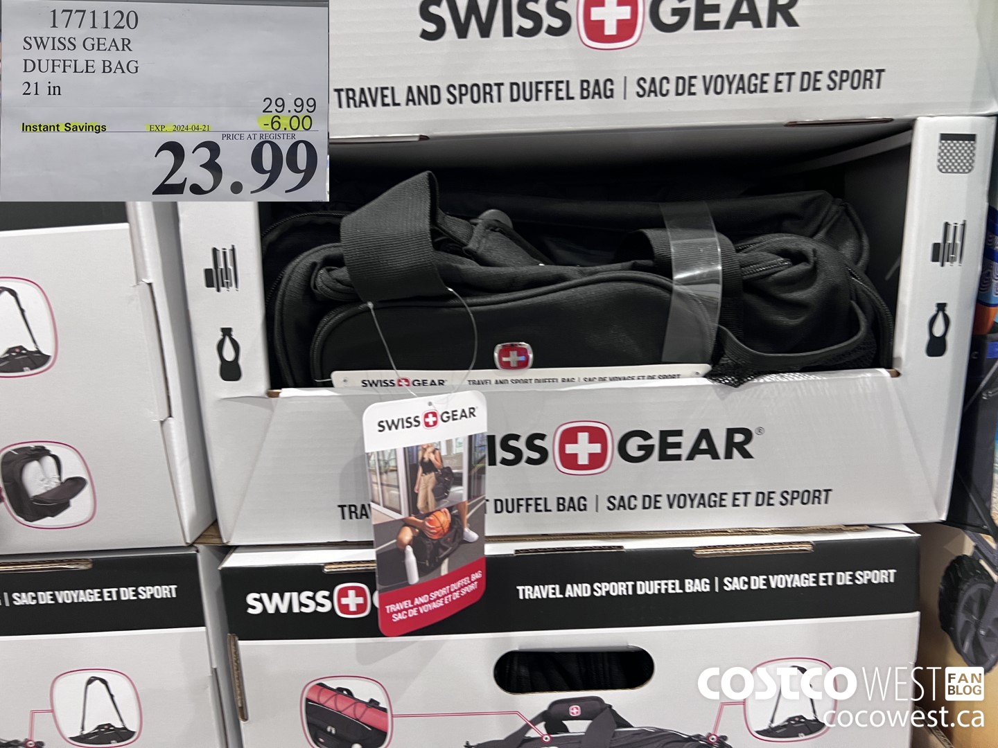 1771120 SWISS GEAR DUFFLE BAG 21 IN ($6.00 INSTANT SAVINGS EXPIRES ON 2024-04-21) $23.99