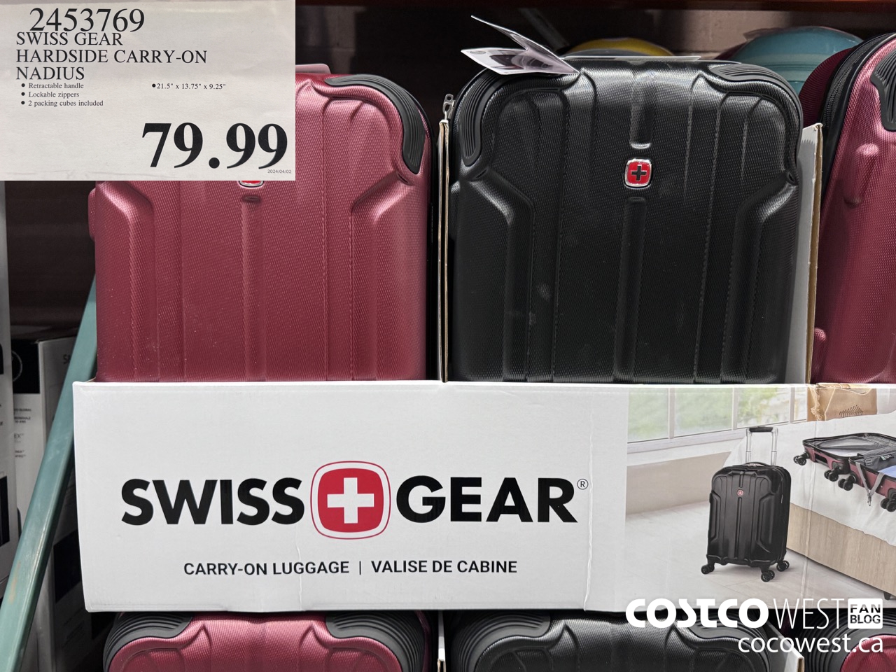 2453769 SWISS GEAR HARDSIDE CARRY-ON NADIUS 21.5 IN $79.99
