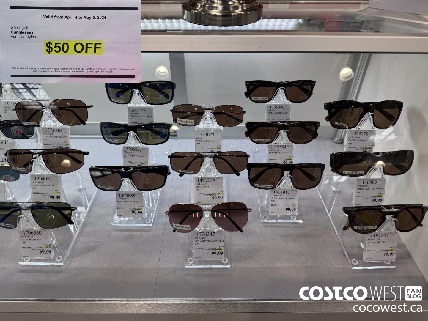 1706347 Serengeti Sunglasses various styles ($50.00 INSTANT SAVINGS)