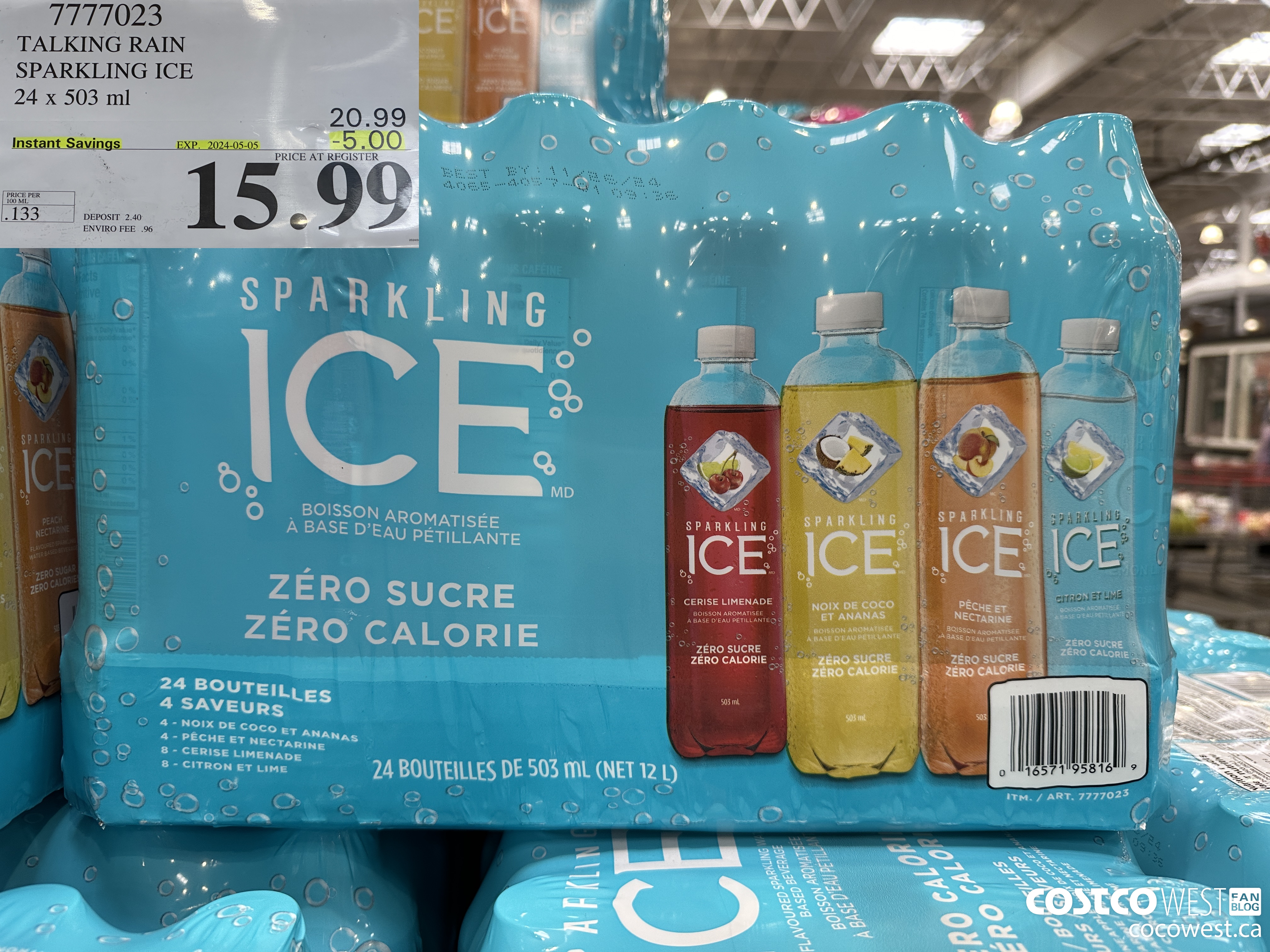 7777023 TALKING RAIN SPARKLING ICE 24 X 503ML ($5.00 INSTANT SAVINGS EXPIRES ON 2024-05-05) $15.99