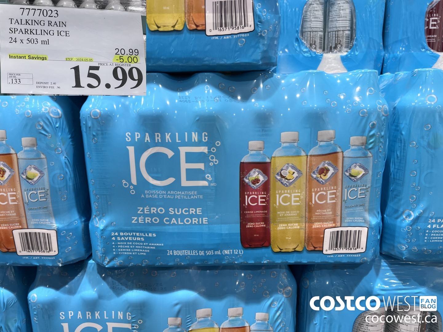 7777023 TALKING RAIN SPARKLING ICE 24 X 503ML ($5.00 INSTANT SAVINGS EXPIRES ON 2024-05-05) $15.99