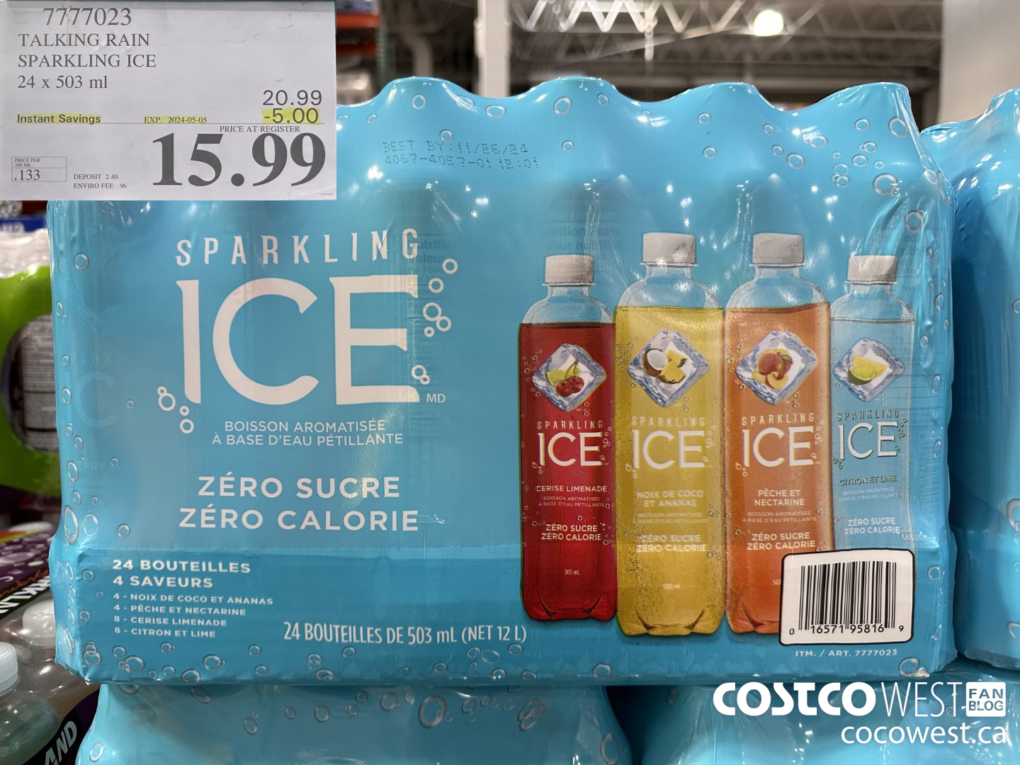 7777023 TALKING RAIN SPARKLING ICE 24 X 503ML ($5.00 INSTANT SAVINGS EXPIRES ON 2024-05-05) $15.99