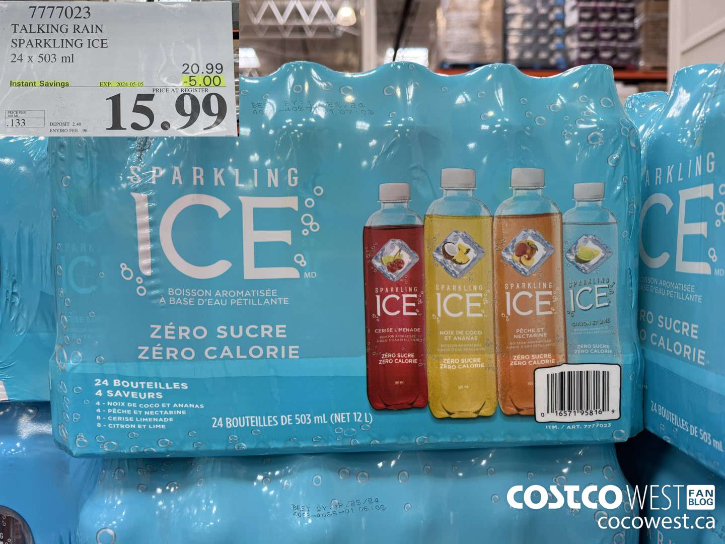 7777023 TALKING RAIN SPARKLING ICE 24 X 503ML ($5.00 INSTANT SAVINGS EXPIRES ON 2024-05-05) $15.99