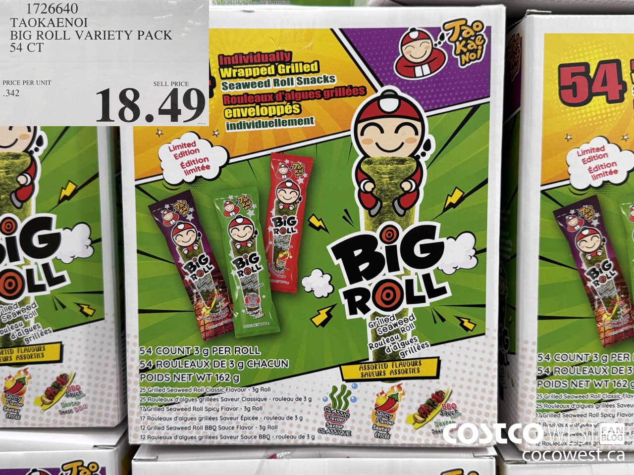 1726640 TAOKAENOI BIG ROLL VARIETY PACK 54 CT $18.49