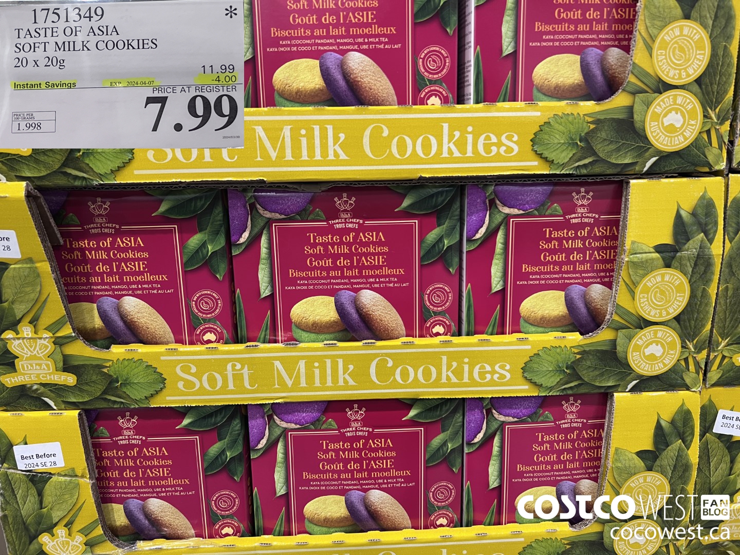 1751349 TASTE OF ASIA SOFT MILK COOKIES 20 X 20G ($4.00 INSTANT SAVINGS EXPIRES ON 2024-04-07) $7.99