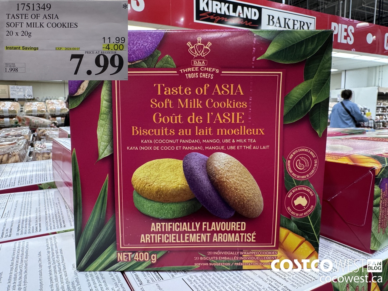 1751349 TASTE OF ASIA SOFT MILK COOKIES 20 X 20G ($4.00 INSTANT SAVINGS EXPIRES ON 2024-04-07) $7.99