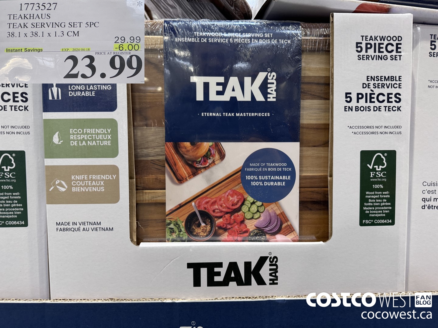 1773527 TEAKHAUS TEAK SERVING SET 5PC 38.1x 38.1 x 1.3 CM ($6.00 INSTANT SAVINGS EXPIRES ON 2024-04-18) $23.99