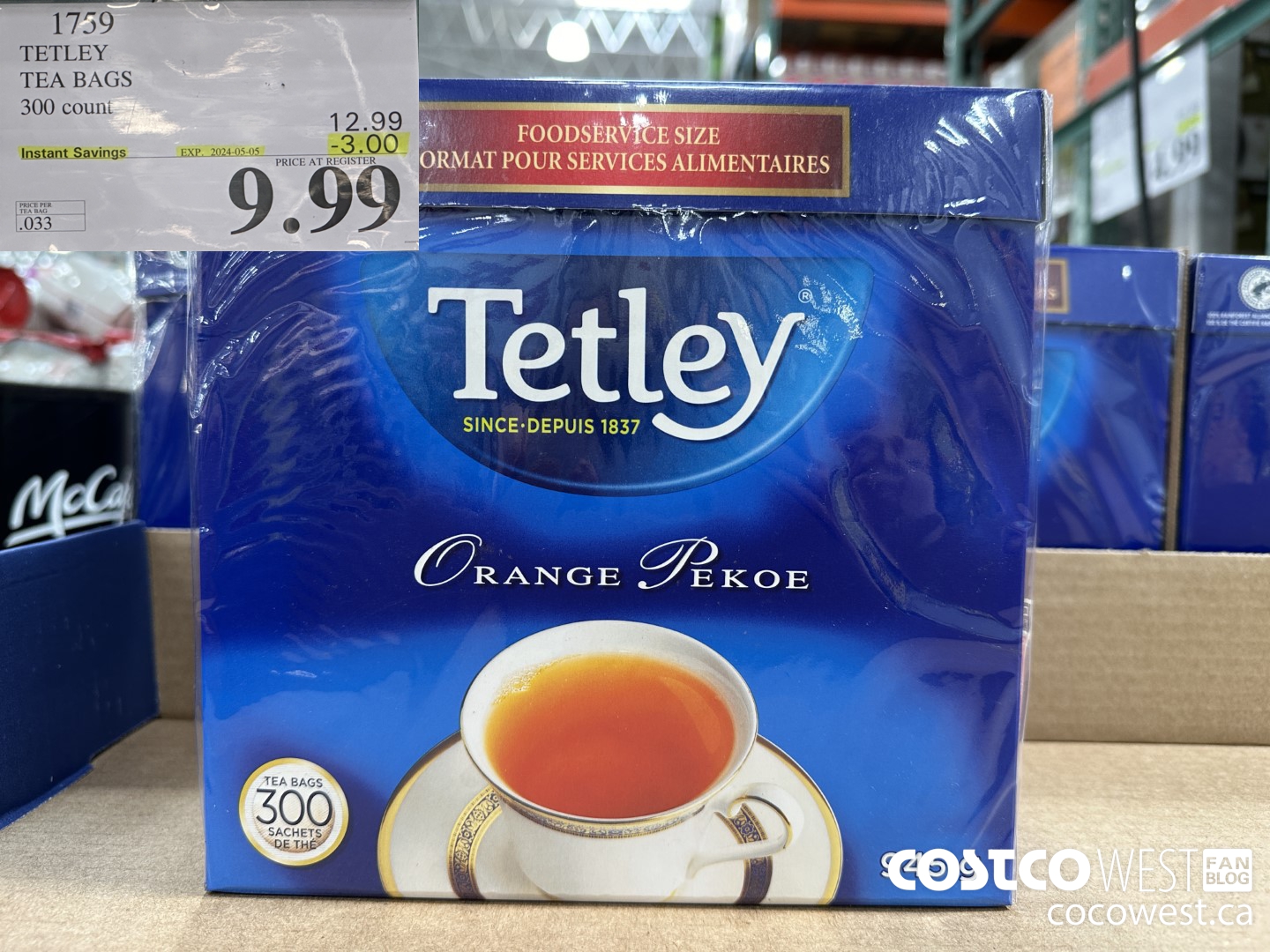 1759 TETLEY TEA BAGS 300 COUNT ($3.00 INSTANT SAVINGS EXPIRES ON 2024-05-05) $9.99