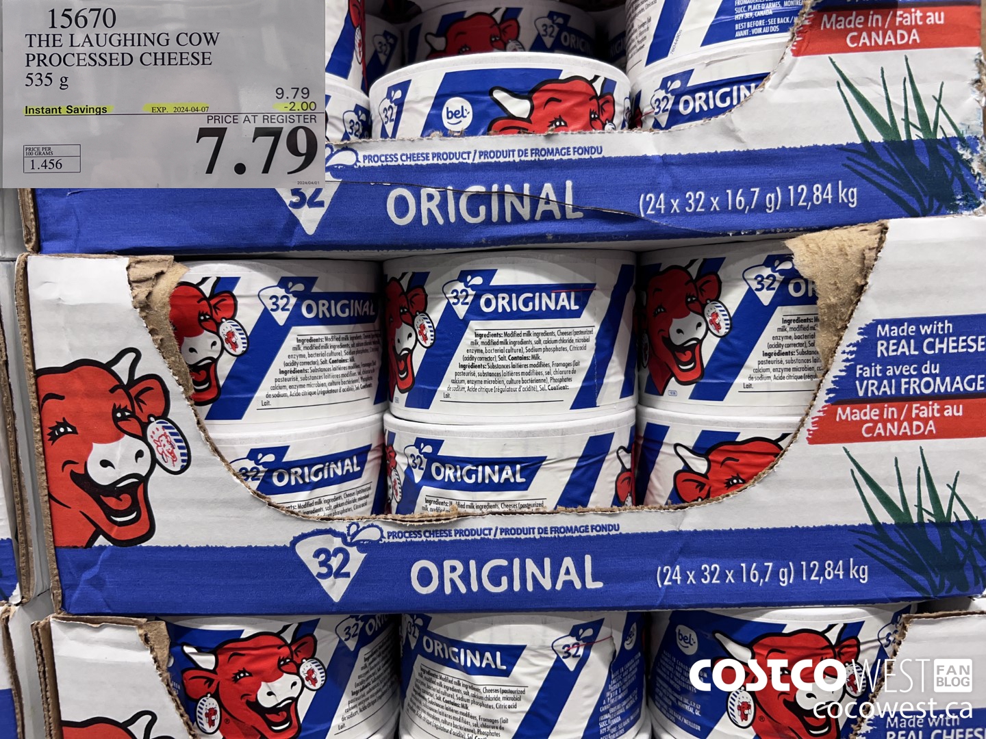 15670 THE LAUGHING COW PROCESSED CHEESE 535 g ($2.00 INSTANT SAVINGS EXPIRES ON 2024-04-07) $7.79