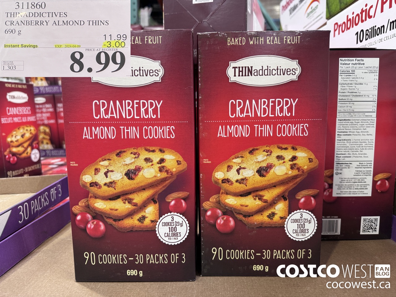 311860 THINADDICTIVES CRANBERRY ALMOND THINS 690G ($3.00 INSTANT SAVINGS EXPIRES ON 2024-04-09) $8.99