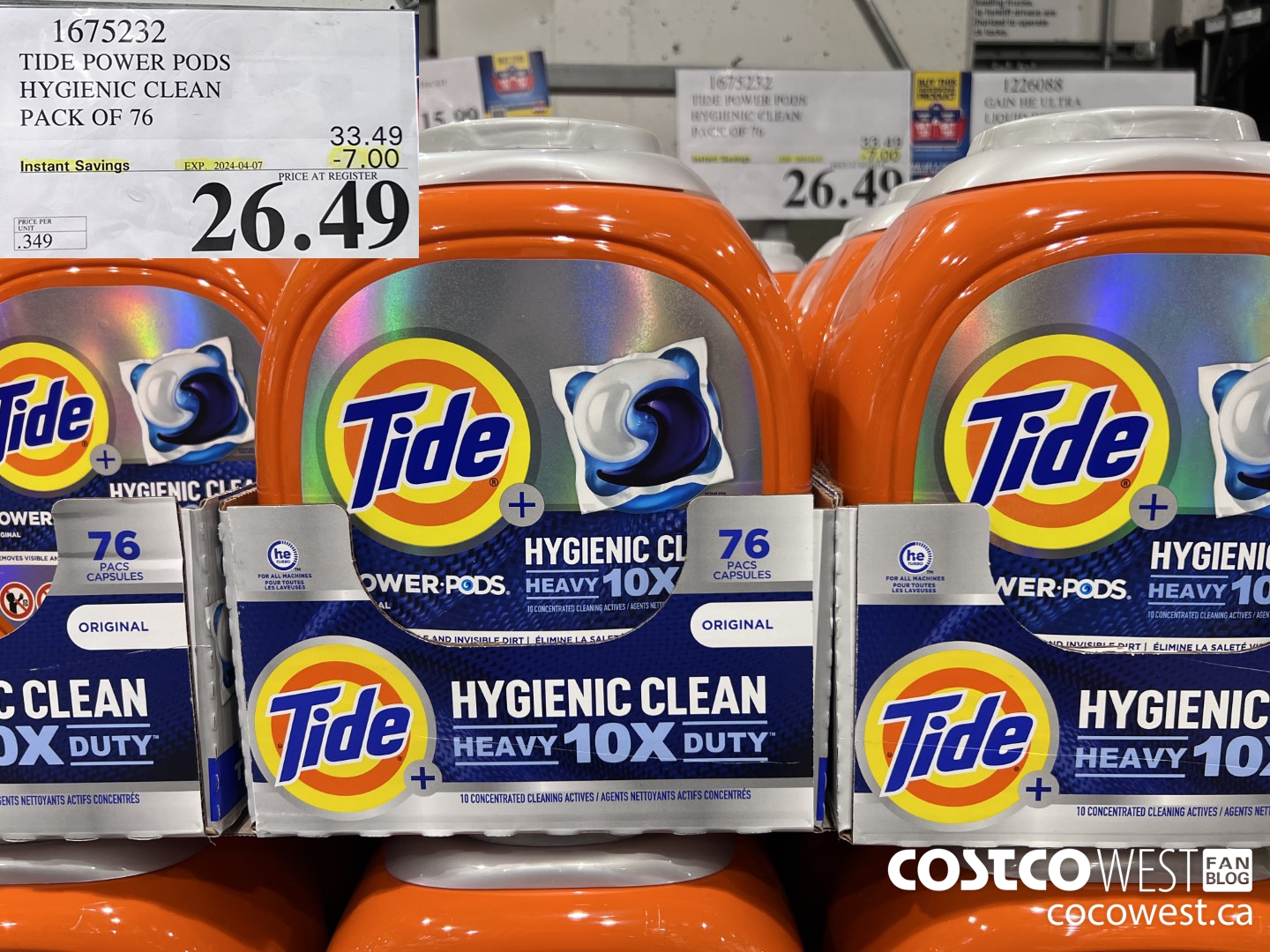 1675232 TIDE POWER PODS HYGIENIC CLEAN PACK OF 76 ($7.00 INSTANT SAVINGS EXPIRES ON 2024-04-07) $26.49