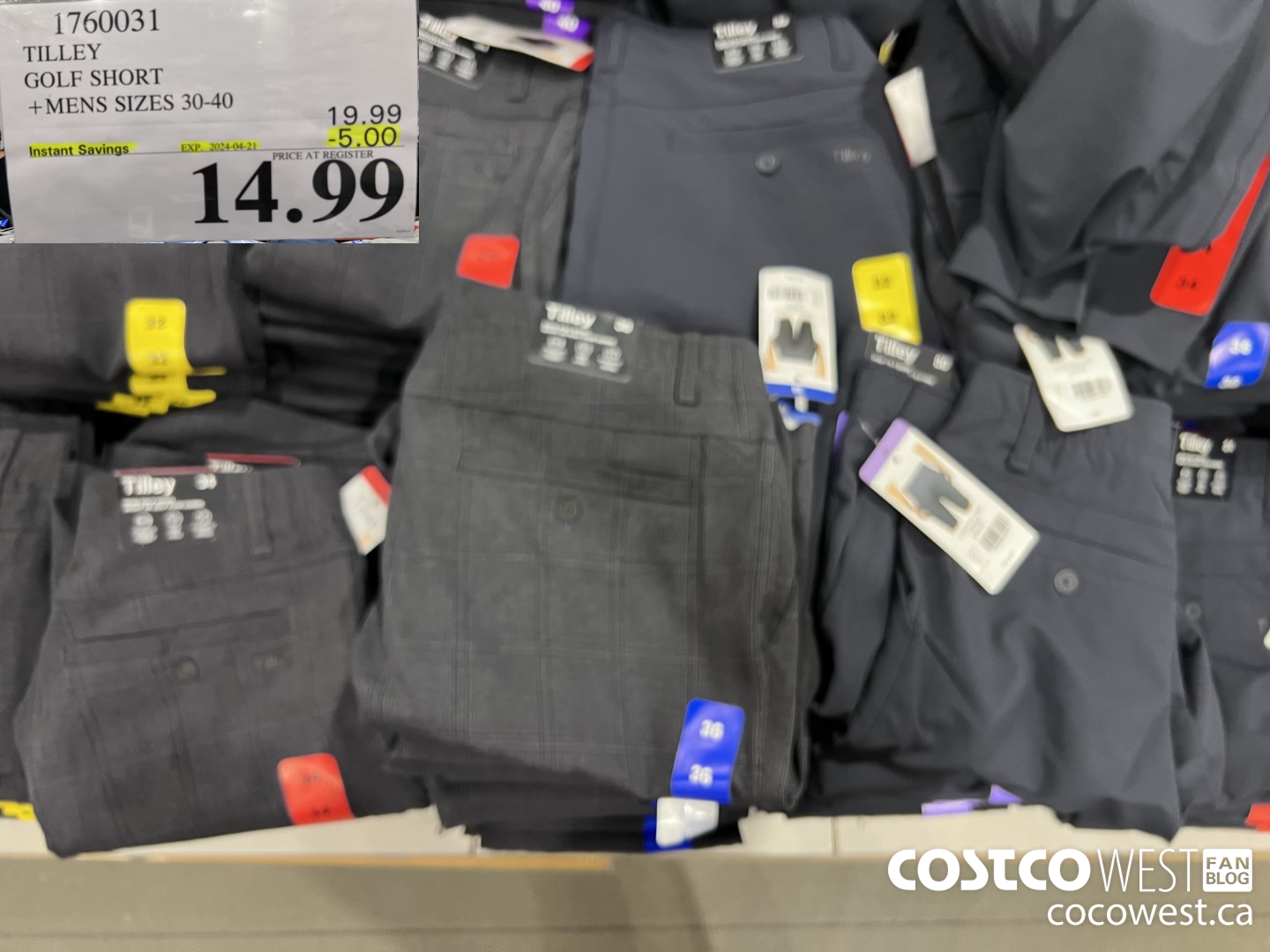 1760031 TILLEY GOLF SHORT MENS SIZES 30-40 ($5.00 INSTANT SAVINGS EXPIRES ON 2024-04-21) $14.99