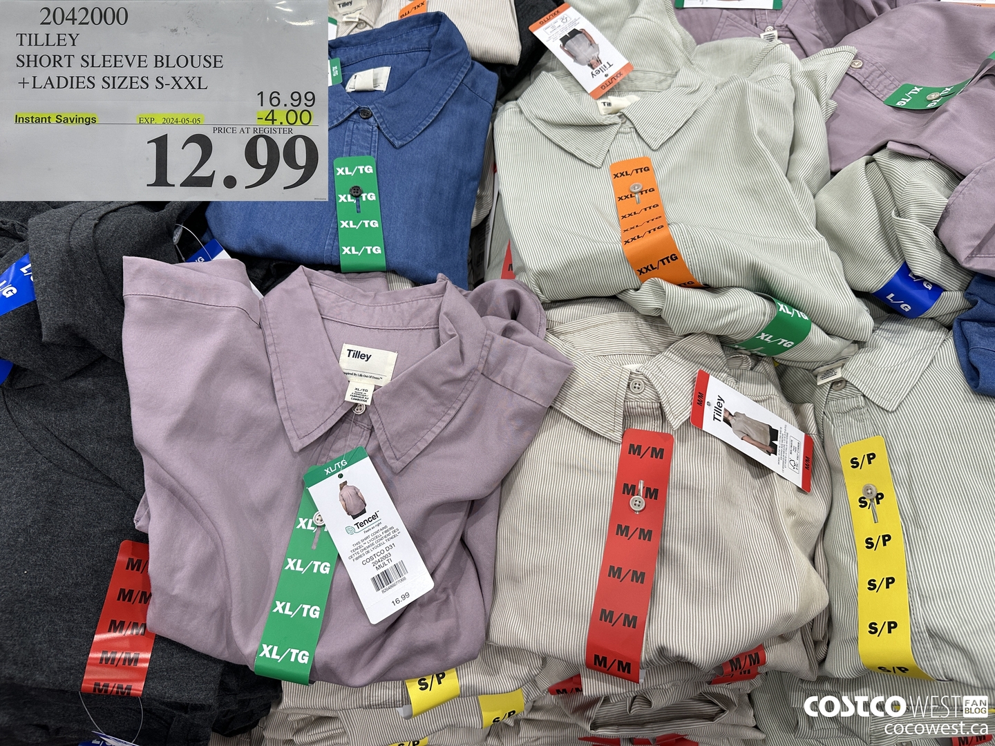 2042000 TILLEY SHORT SLEEVE BLOUSE LADIES SIZES S-XXL ($4.00 INSTANT SAVINGS EXPIRES ON 2024-05-05) $12.99