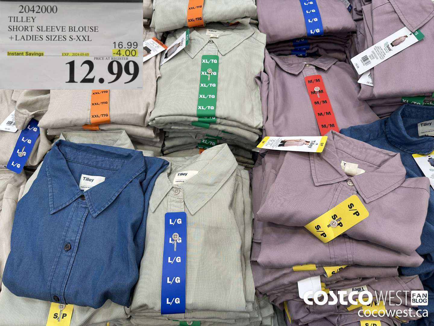 2042000 TILLEY SHORT SLEEVE BLOUSE LADIES SIZES S-XXL ($4.00 INSTANT SAVINGS EXPIRES ON 2024-05-05) $12.99