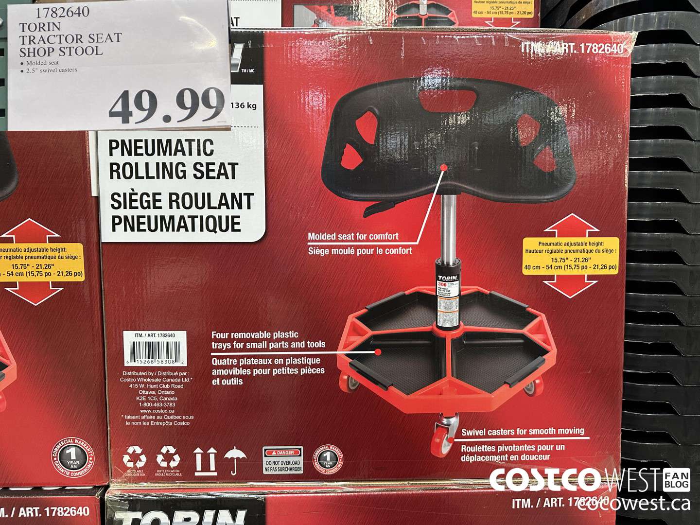 1782640 TORIN TRACTOR SEAT SHOP STOOL $49.99