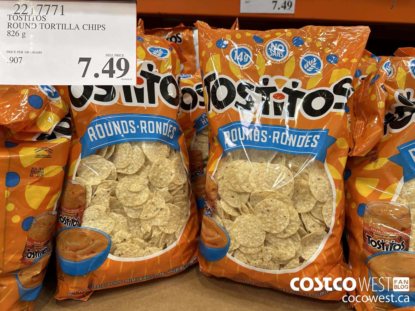 2217771 TOSTITOS ROUND TORTILLA CHIPS 826 G $7.49