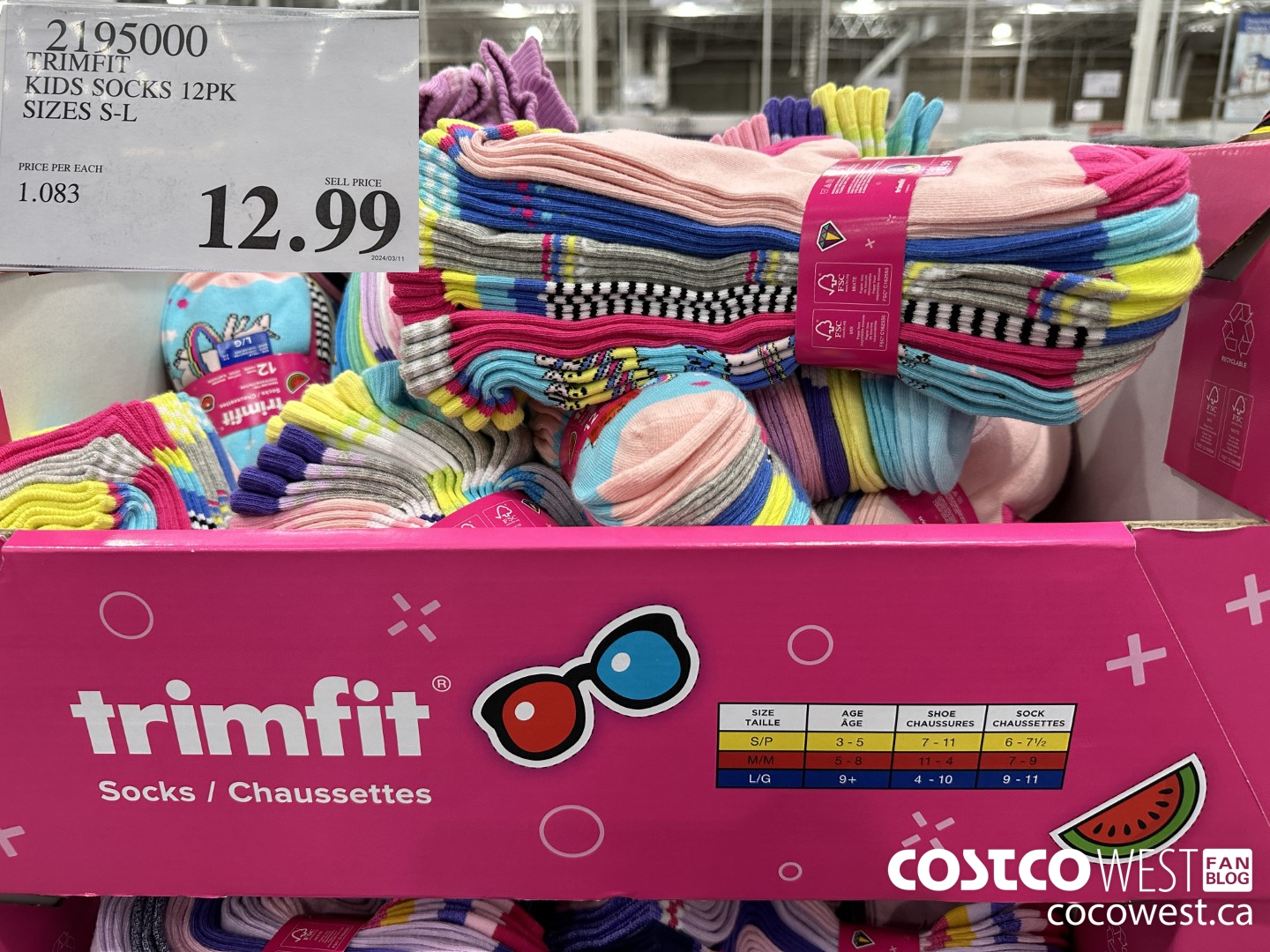 2195000 TRIMFIT KIDS SOCKS 12PK SIZE S-L $12.99