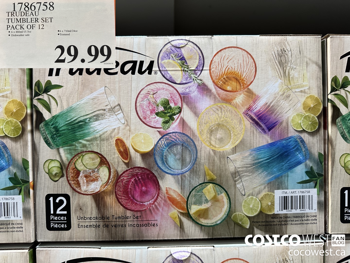 1786758 TRUDEAU TUMBLER SET PACK OF 12 $29.99