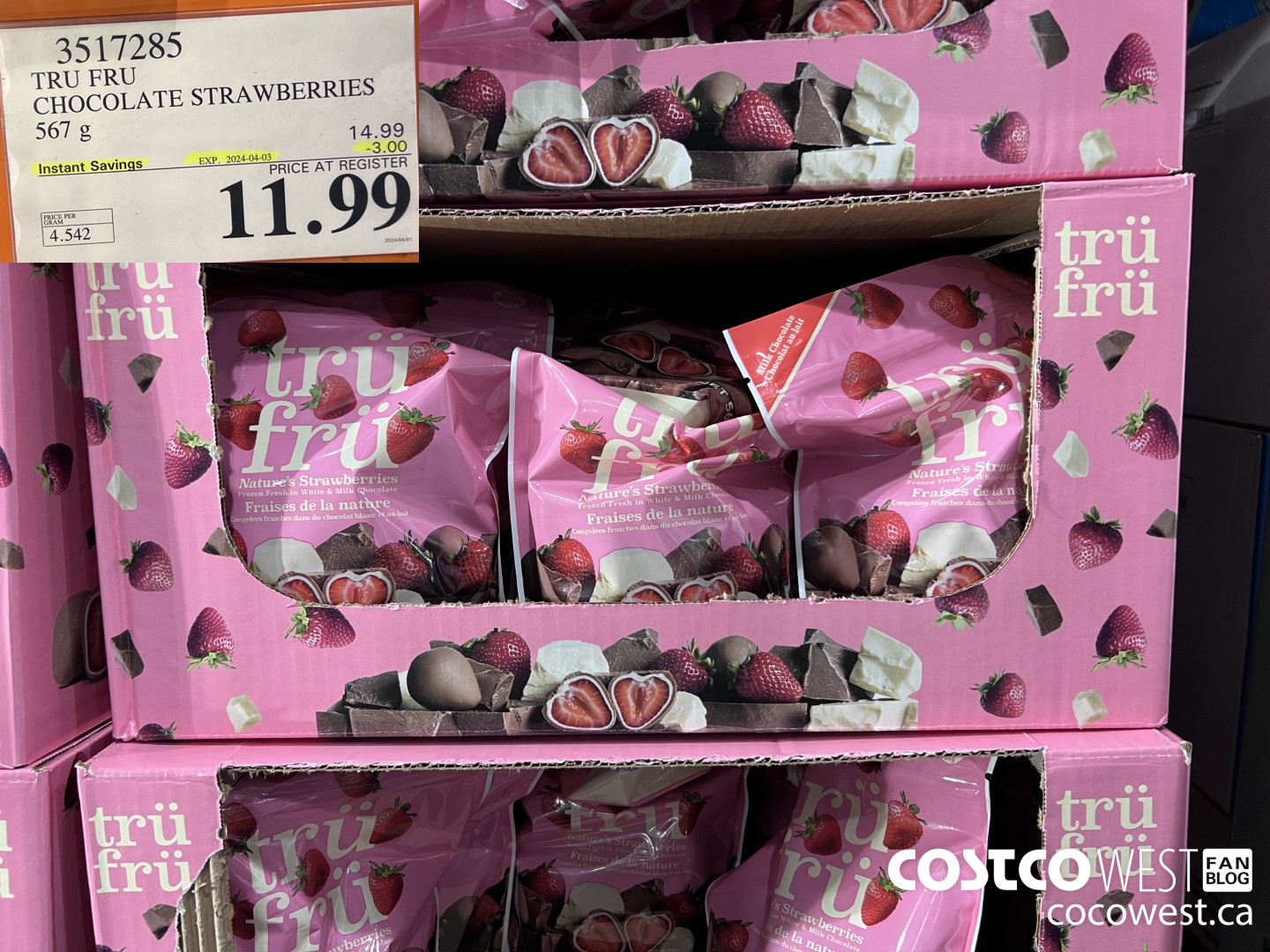 3517285 TRU FRU CHOCOLATE STRAWBERRIES 567 g ($3.00 INSTANT SAVINGS EXPIRES ON 2024-04-03) $11.99