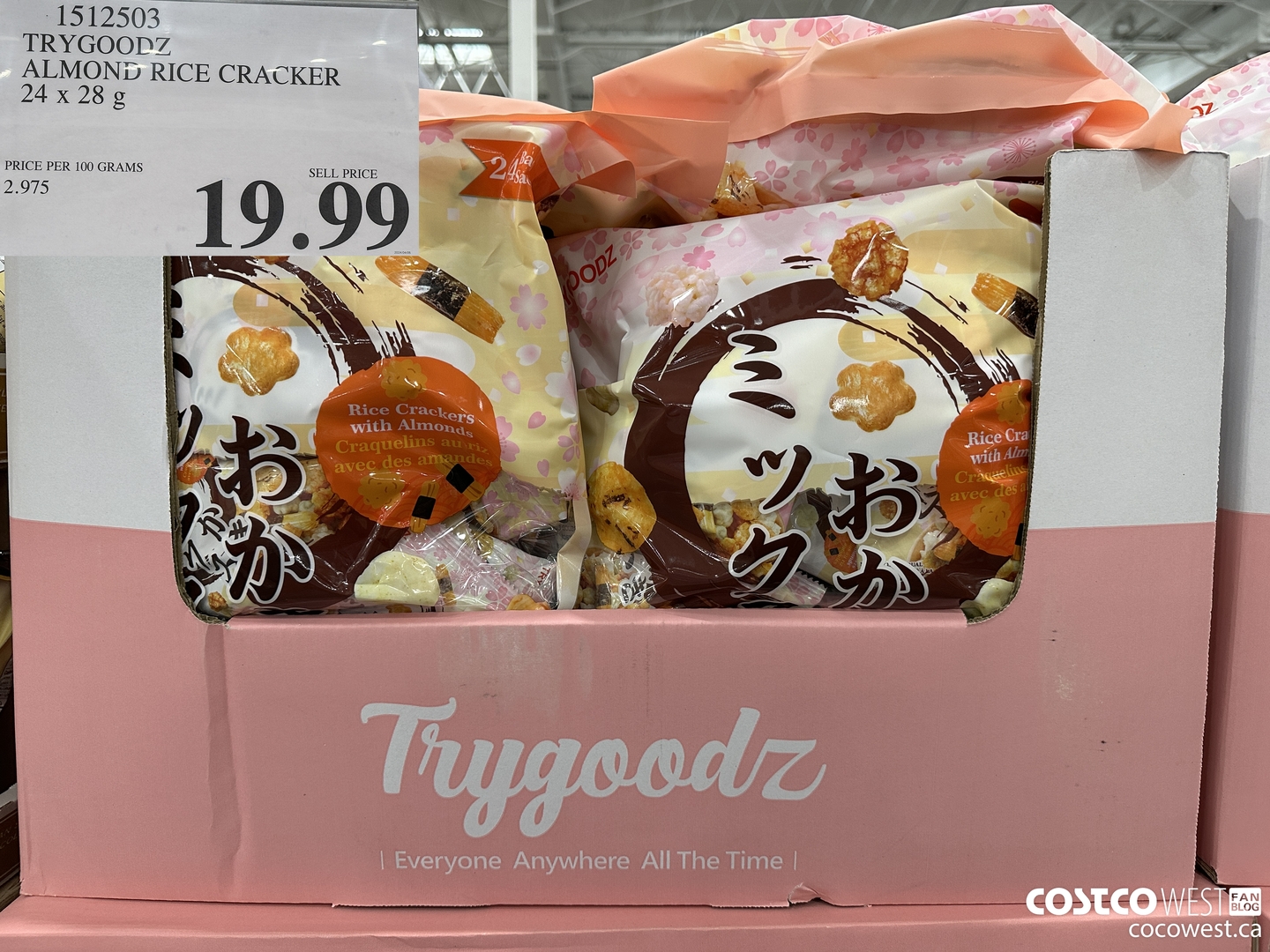 1512503 TRYGOODZ ALMOND RICE CRACKER 24x 28g $19.99