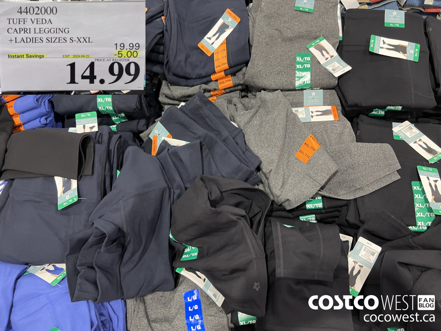 4402000 TUFF VEDA CAPRI LEGGING LADIES SIZES S-XXL ($5.00 INSTANT SAVINGS EXPIRES ON 2024-04-21) $14.99