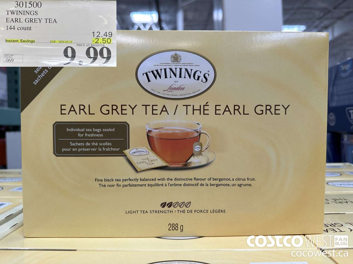 301500 TWININGS EARL GREY TEA 144 COUNT ($2.50 INSTANT SAVINGS EXPIRES ON 2024-05-12) $9.99