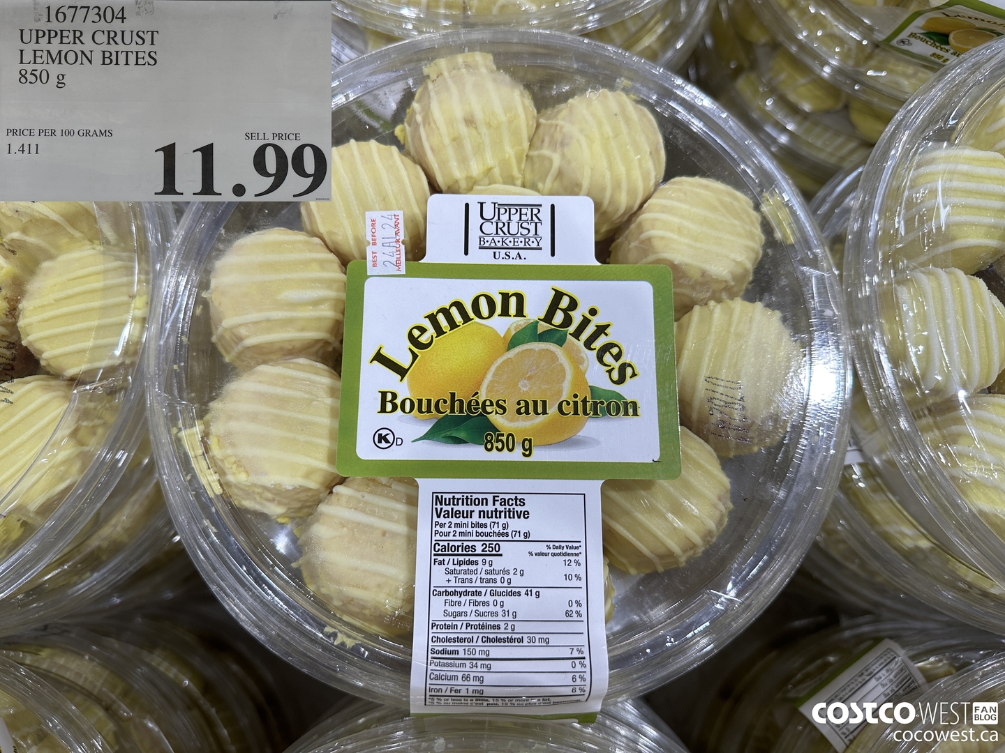 1677304 UPPER CRUST LEMON BITES 850 G $11.99