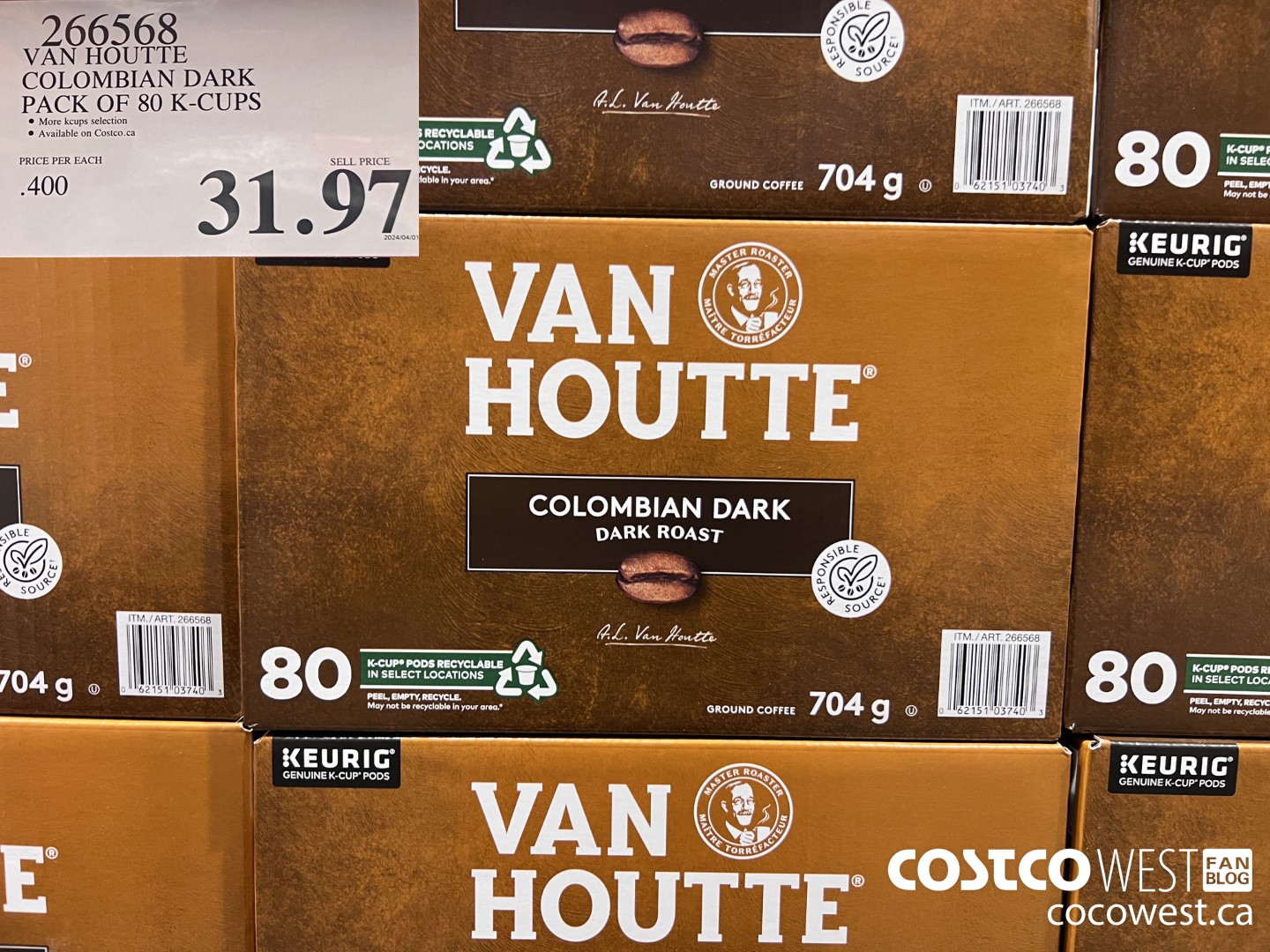 266568 VAN HOUTTE COLOMBIAN DARK PACK OF 80 K-CUPS $31.97