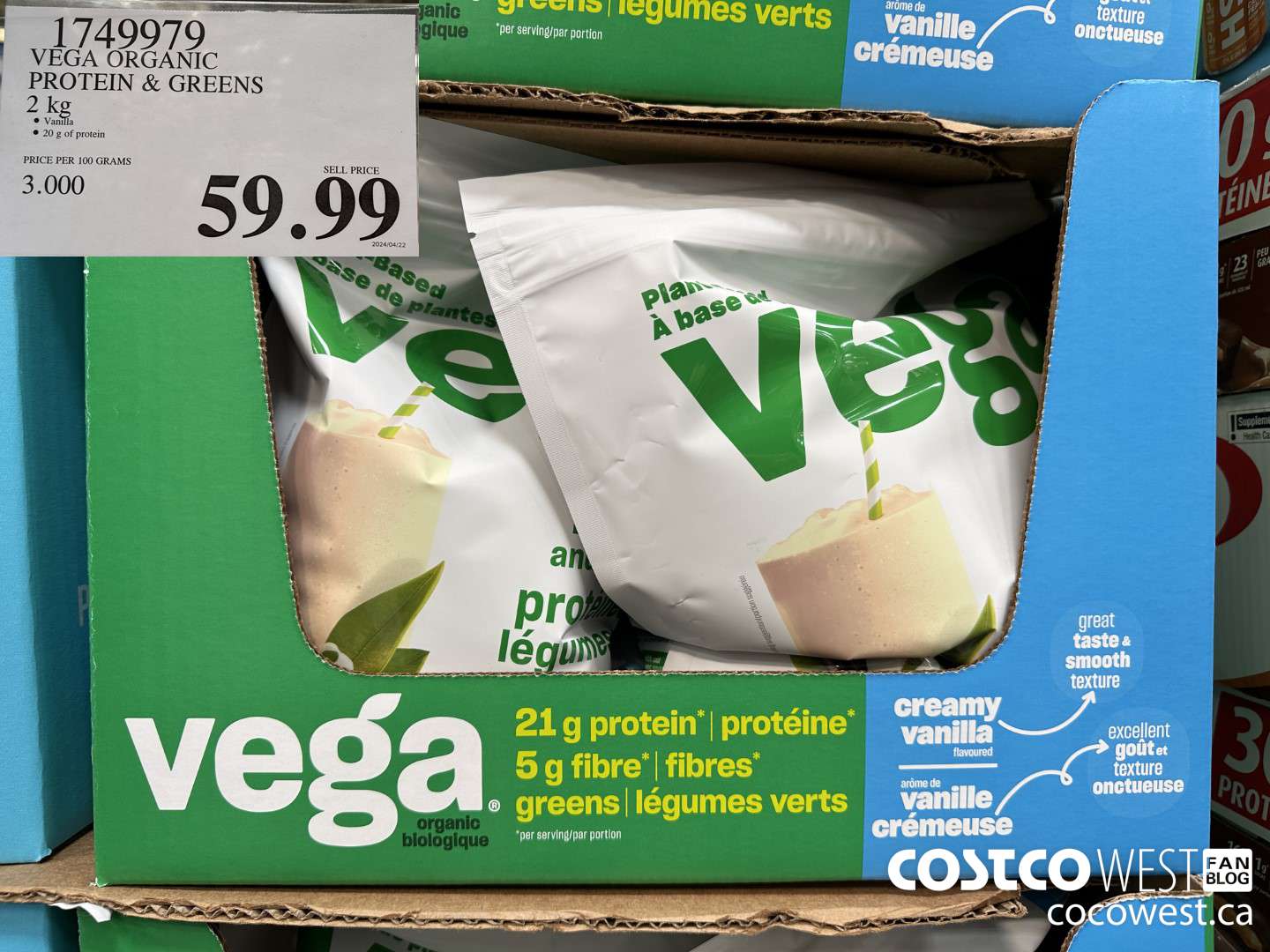1749979 VEGA ORGANIC PROTEIN & GREENS 2 KG $59.99