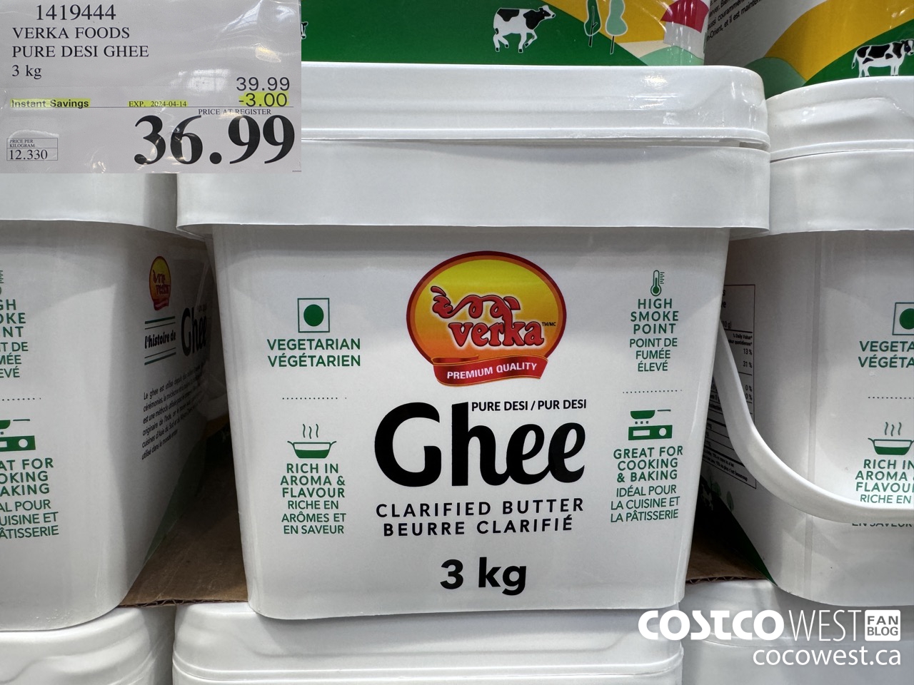 1419444 VERKA FOODS PURE DESI GHEE 3 kg ($3.00 INSTANT SAVINGS EXPIRES ON 2024-04-14) $36.99