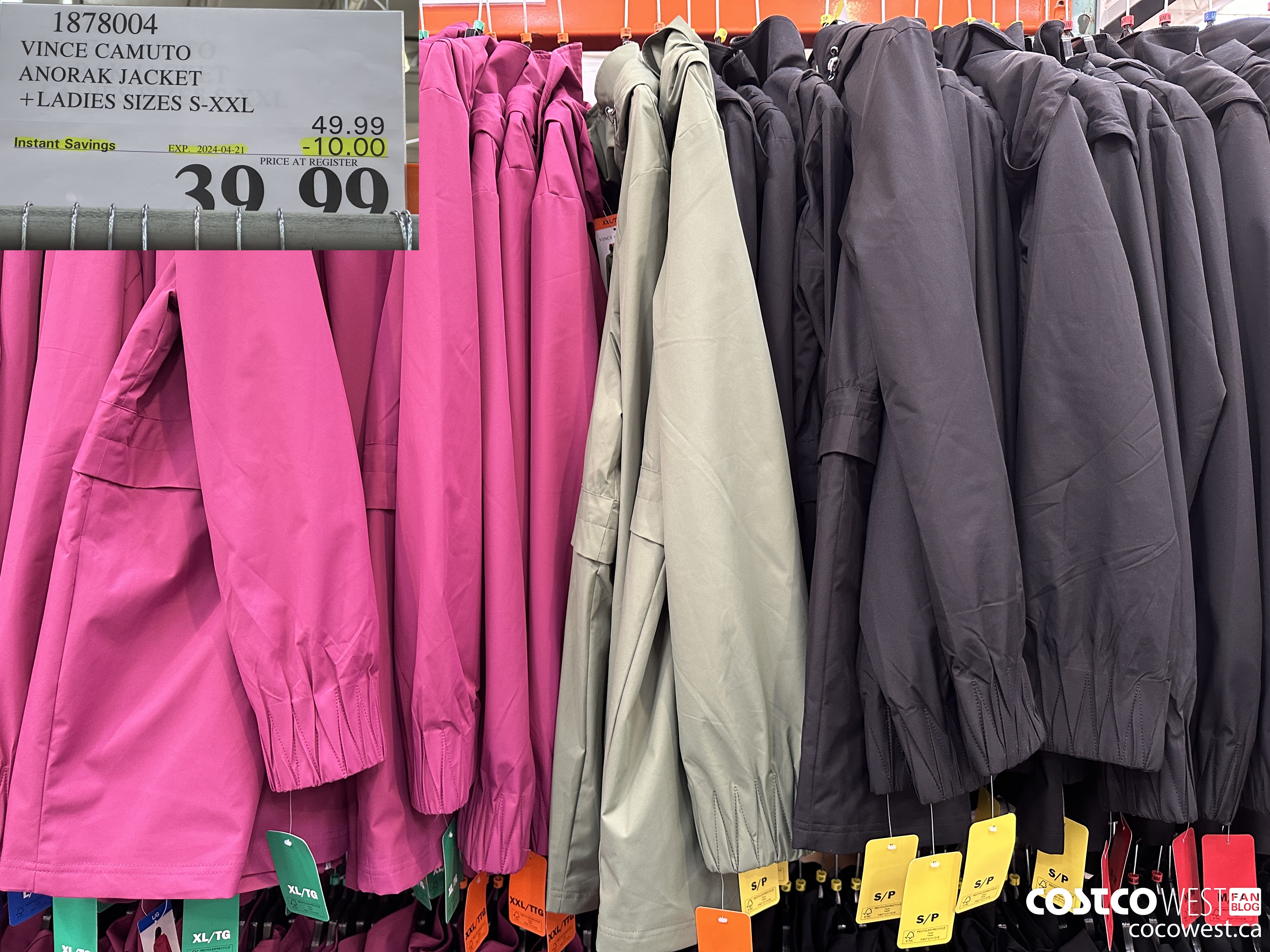 1878004 VINCE CAMUTO ANORAK JACKET LADIES SIZES S-XXL ($10.00 INSTANT SAVINGS EXPIRES ON 2024-04-21) $39.99